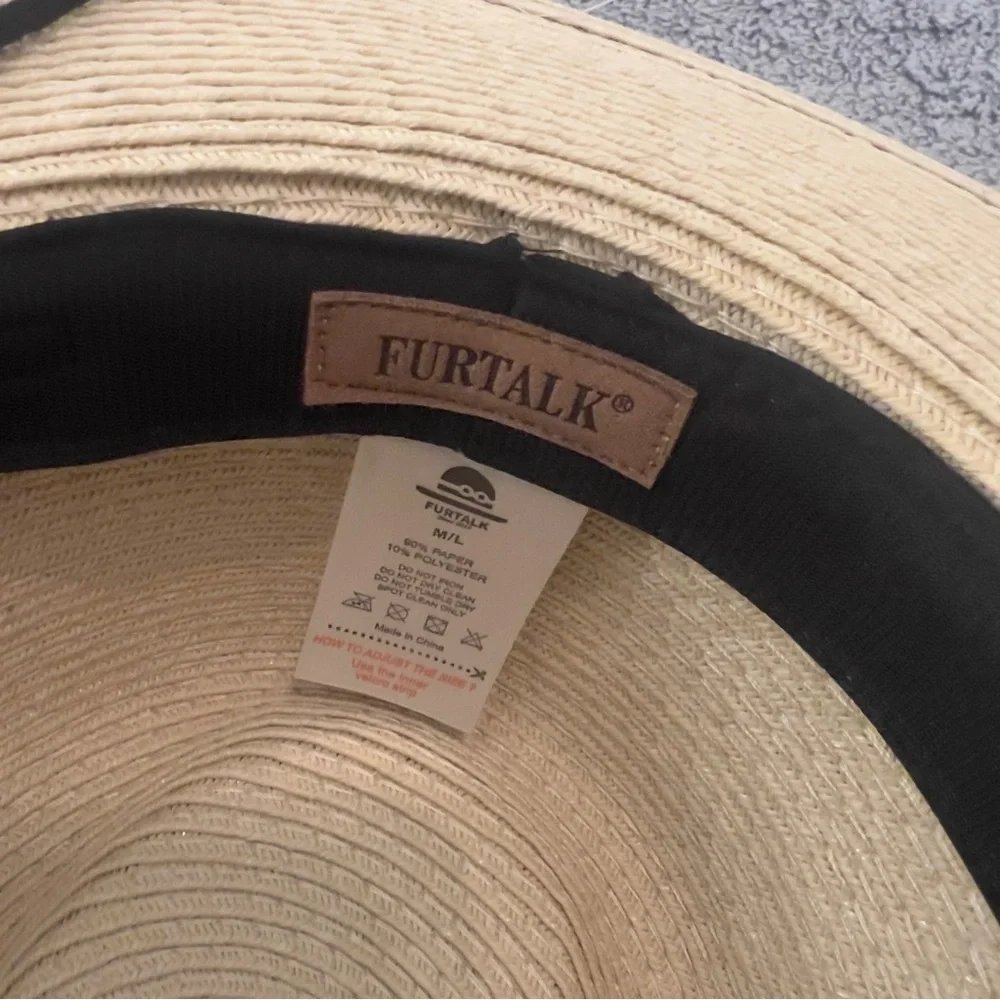 Wide Brim Straw Sun Hat with Black Band